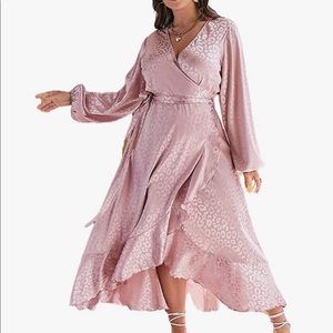 Satin Pink Leopard Print Dress (Plus size) - wedding guest